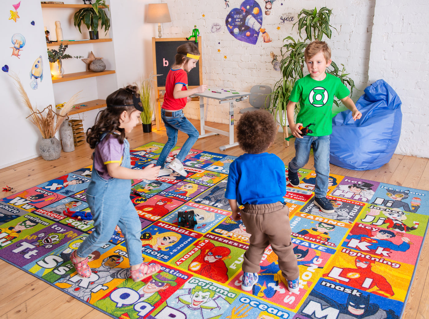 DC Super Hero ABC's Traits & Emotions Educational & Kids Game Rug - KC Cubs
