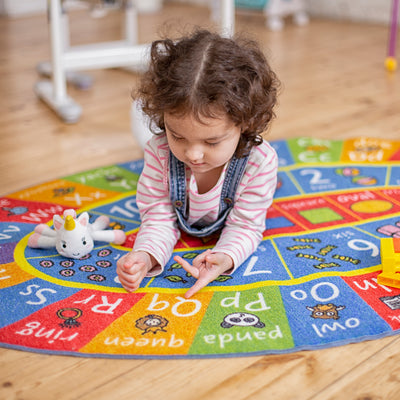 Kids Oval ABC Numbers Shapes Rug - KC Cubs