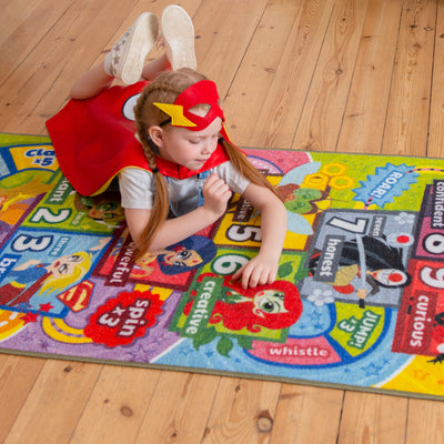 DC Super Hero Hopscotch Educational & Game Kids Game Rug - KC Cubs