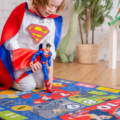 Justice League Super Hero Hopscotch Educational & Game Kids Rug - KC Cubs