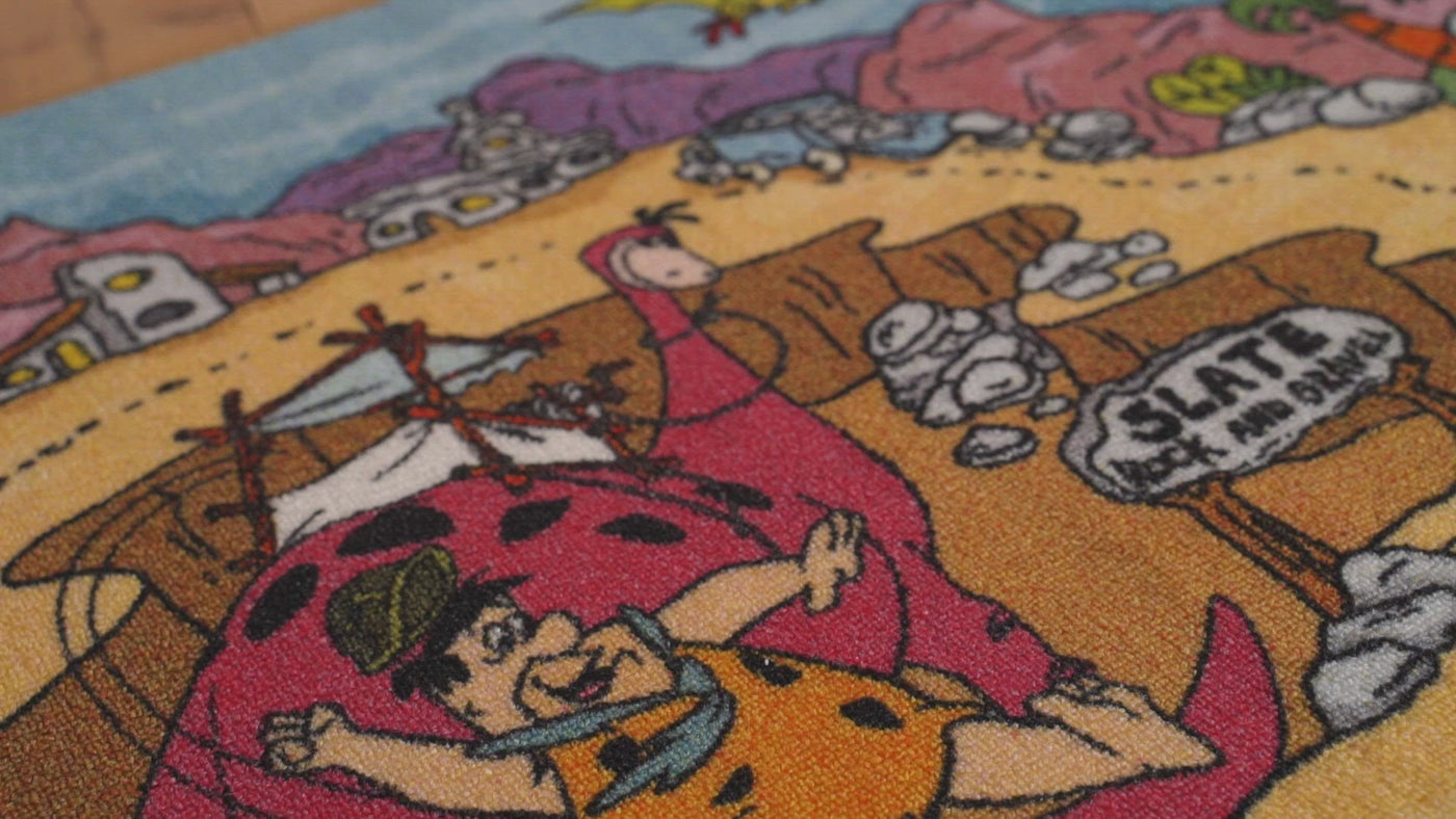 Flintstones Bedrock Road Map Educational & Game Kids Rug - KC Cubs