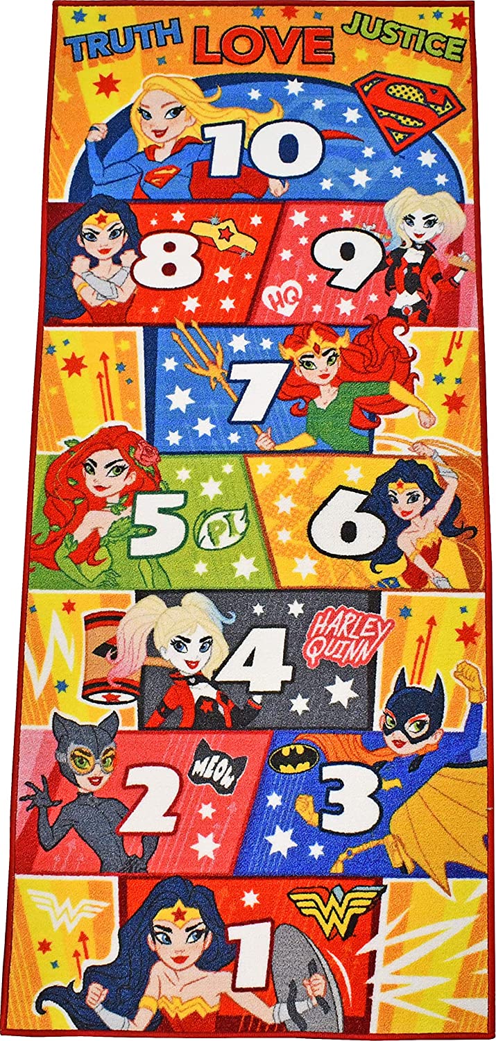 Justice League Hopscotch Counting Educational & Game Kids Rug - KC Cubs