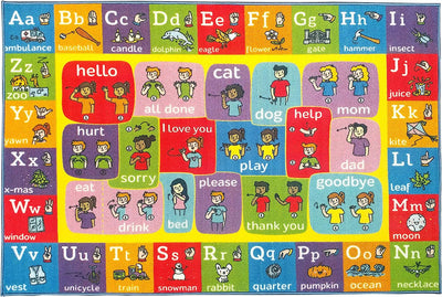 Kids ABC Alphabet ASL Sign Language Area Rug - KC CUBS