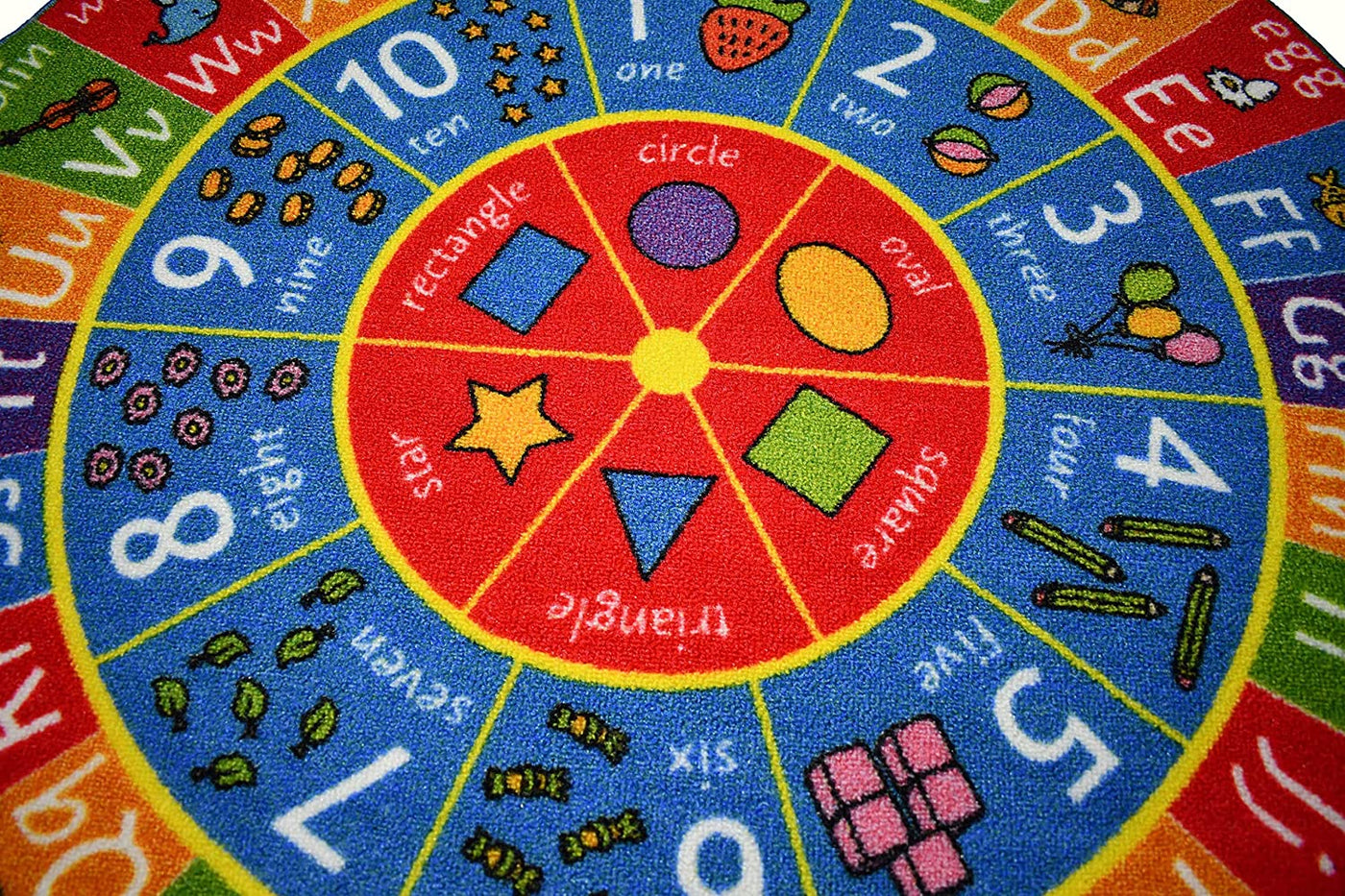 Kids Circle ABC Numbers Shapes Rug - KC Cubs