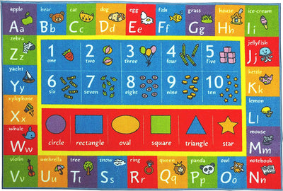 KC CUBS KCP010003-8x10 Playtime Collection ABC, Numbers Shapes Educational Area Rug