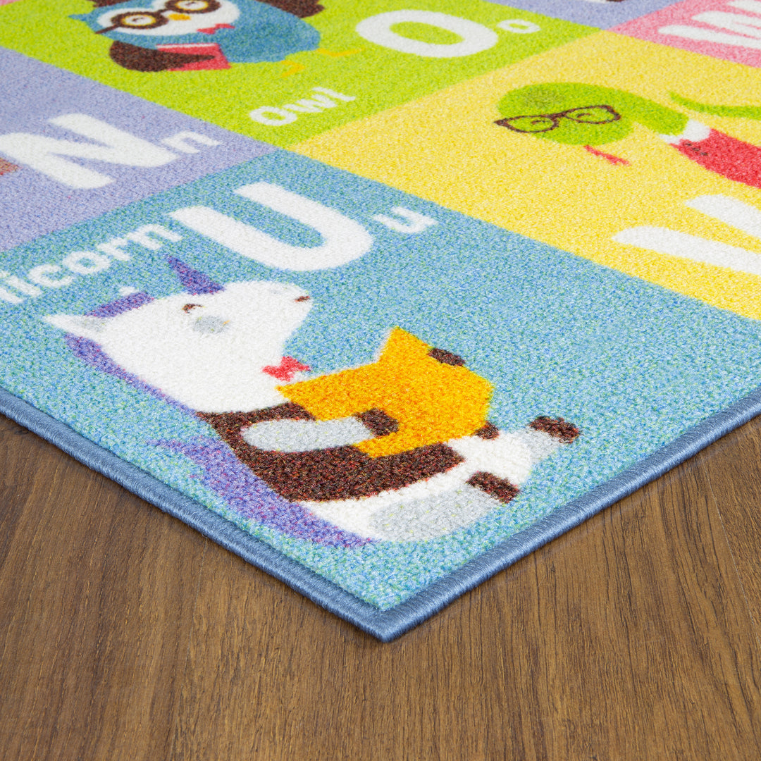 2024 Custom Ethnic ABC Playground Themed Alphabet Rug, Educational ABC Kids Play Mat, Personalized Nursery Initial Rug, Custom Name ABC Animal