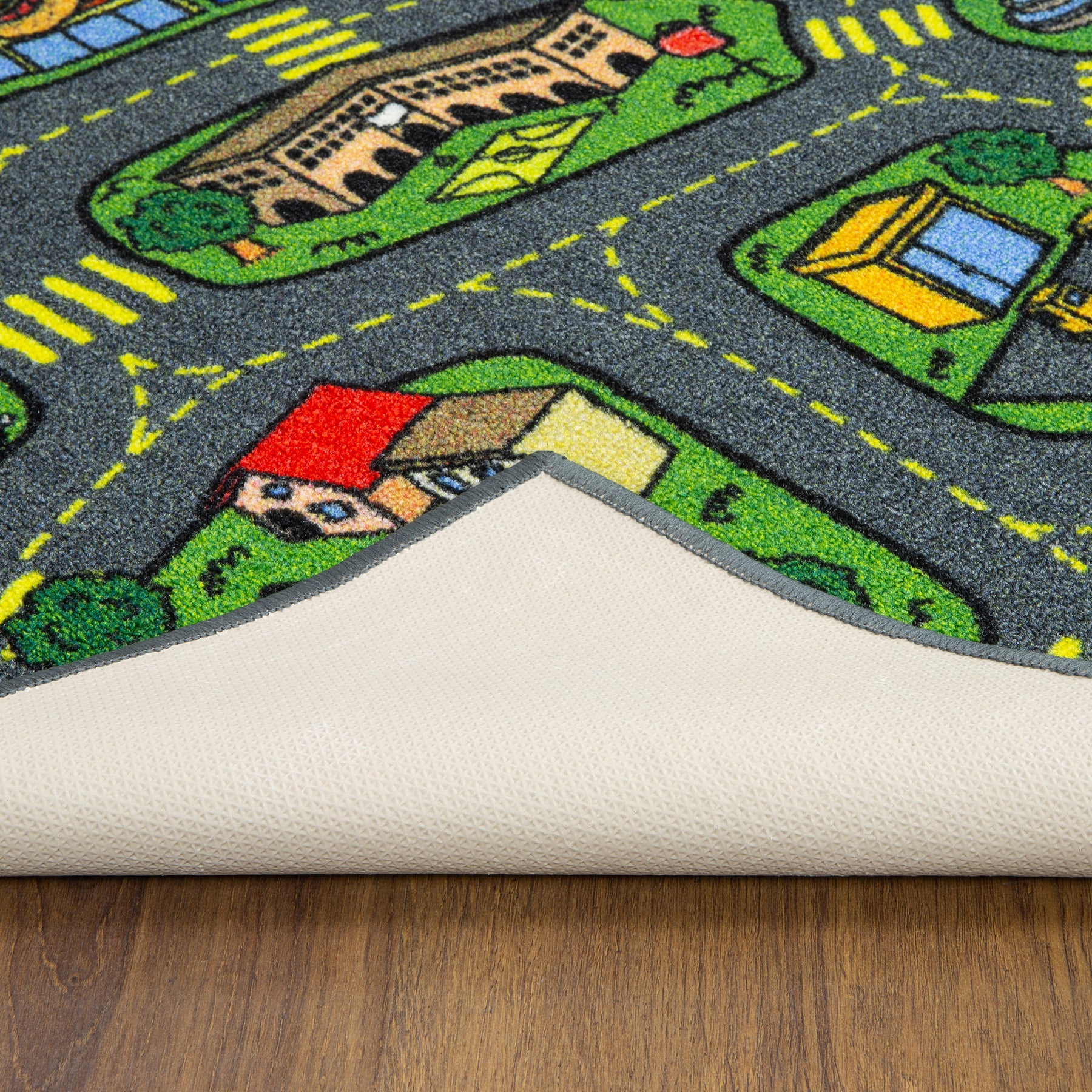 Retro City Traffic Car Road Map Rug for Kids (Jungtier Collection) – KC ...