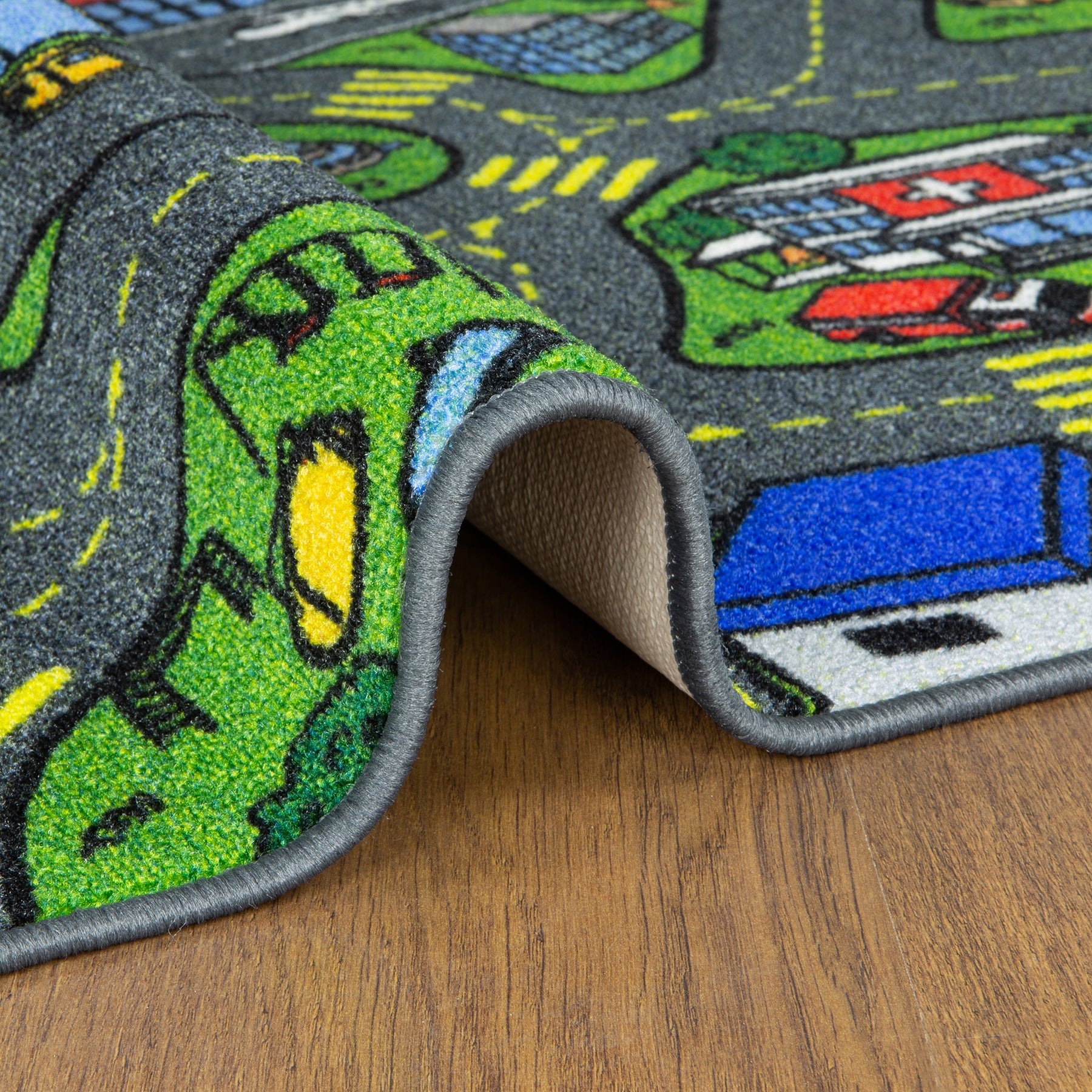 Retro City Traffic Car Road Map Rug for Kids (Jungtier Collection) – KC ...