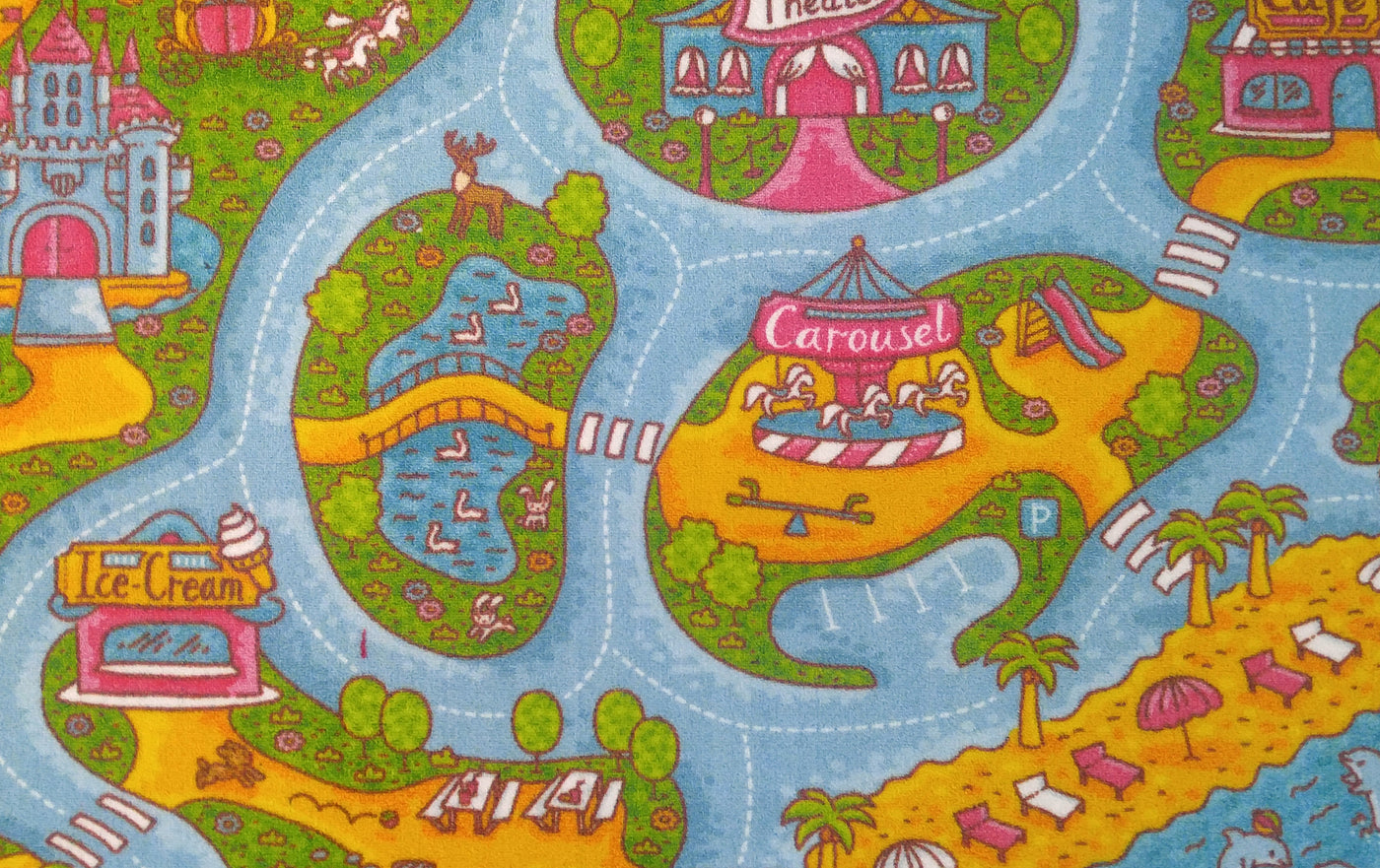 KC Cubs Playtime Collection Girls Road Map Educational Area Rug